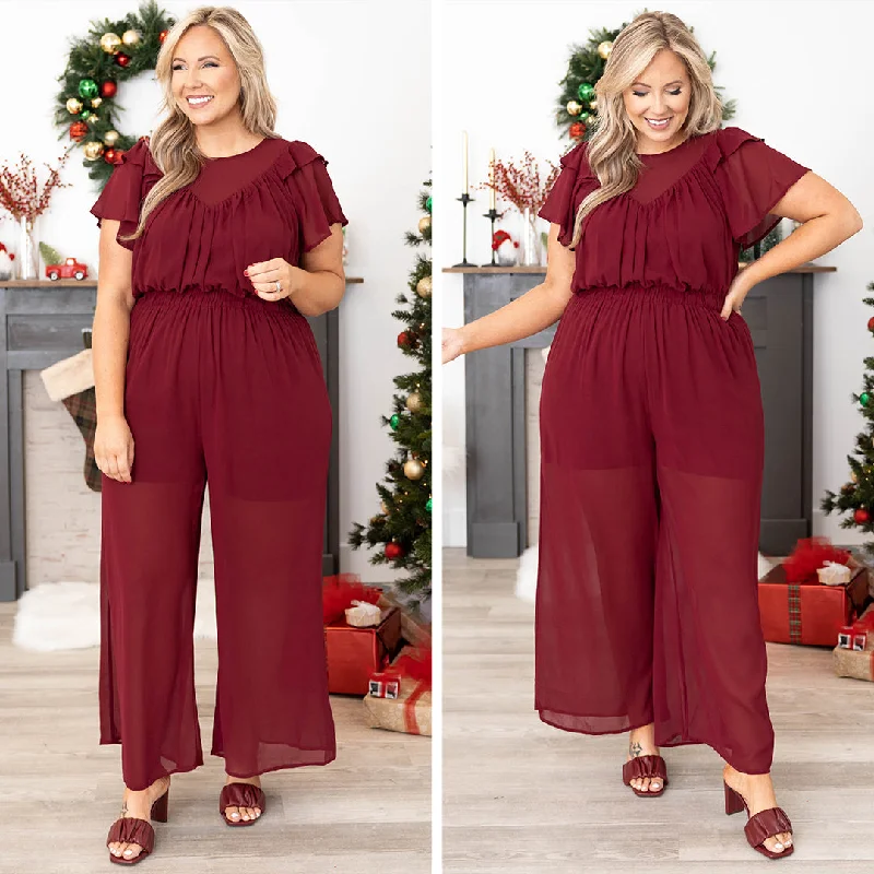 women's jumpsuits for partiesNo Ordinary Day Jumpsuit, Wine