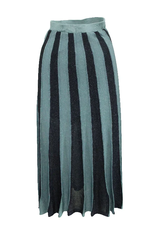 women's stretch skirtsSandro Paris Striped Paneled Skirt in Blue Polyester