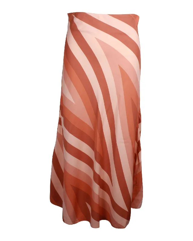 women's pleated skirtsSportmax Striped Midi Skirt in Peach Silk