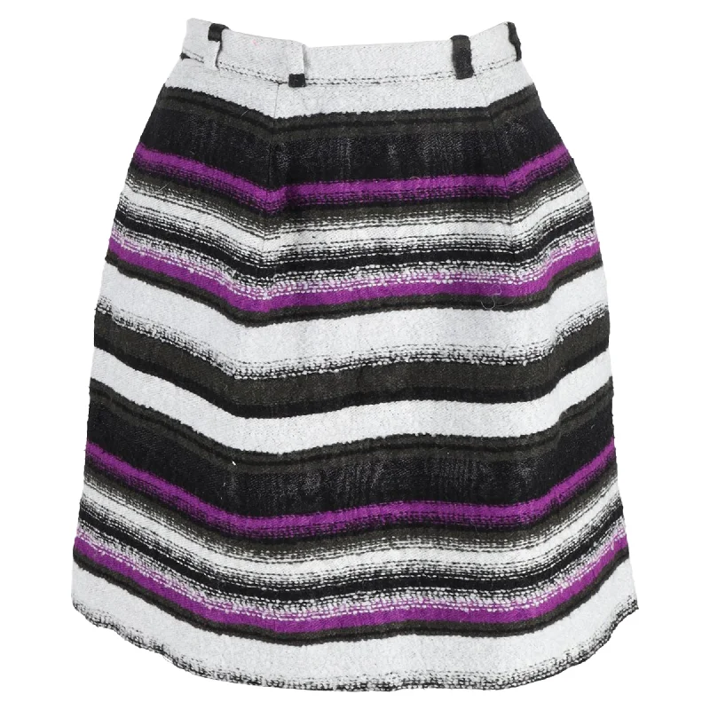 women's moisture-wicking formal skirtsOscar De La Renta Mini High-Rise A-Line Skirt in Multicolor Wool