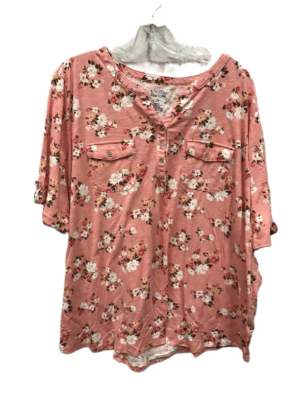 women's T-shirts with peplum hemsPink Top Short Sleeve By Croft And Barrow, Size: 3x