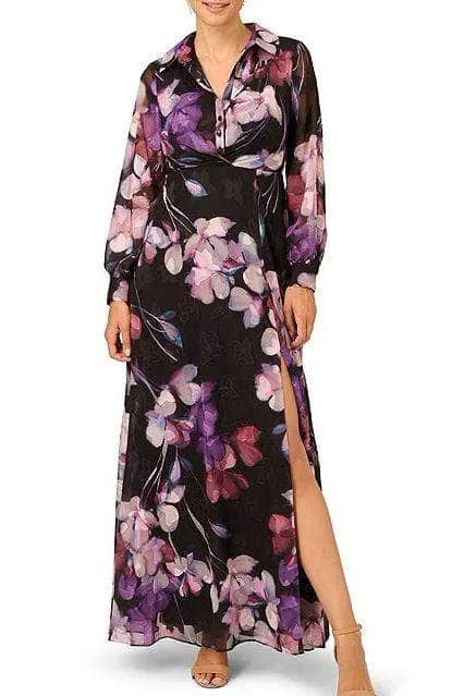 women's custom dressesAdrianna Papell AP1E210760 - Floral High Slit Evening Dress