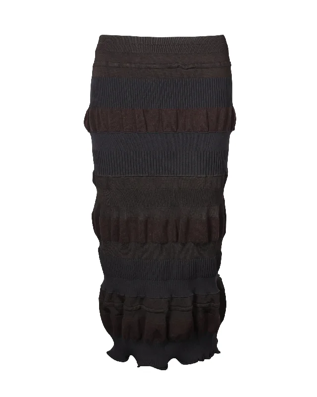 women's lace skirtsAcne Studios Paneled Midi Skirt in Brown Polyester