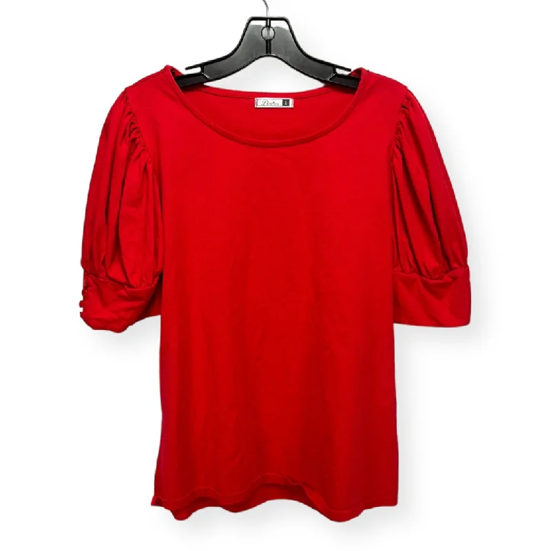 elegant women's T-shirtsRed Top Short Sleeve Dorose, Size L