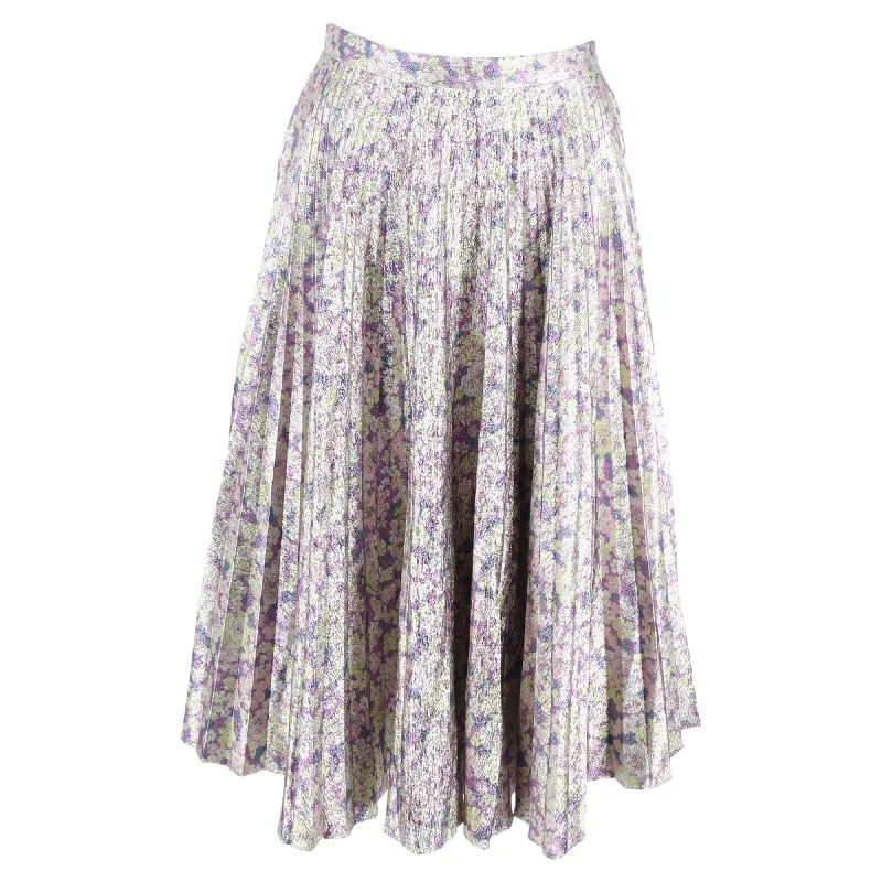 women's versatile work skirtsStella Mccartney Metallic Floral Print Midi Skirt in Multicolor Polyester