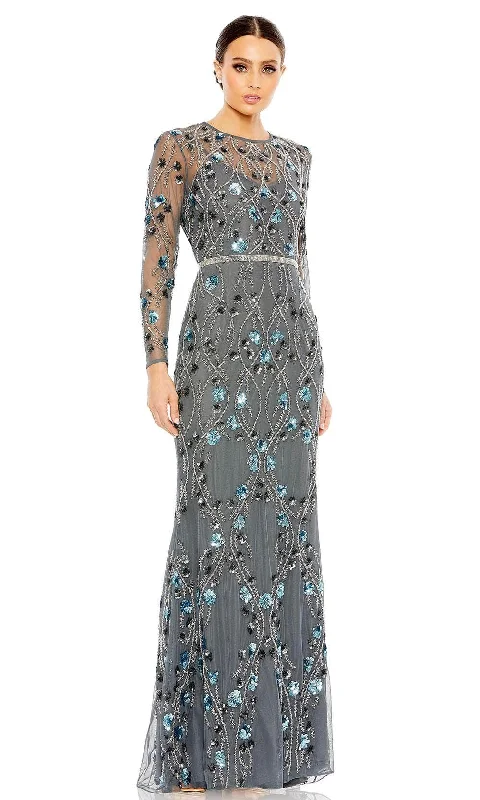 women's ball gown dressesMac Duggal 93772 - Floral Sequin Sheath Evening Dress