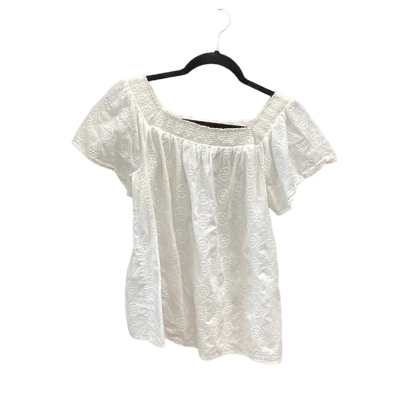 women's T-shirts with peplum hemsWhite Top Short Sleeve Gap, Size M