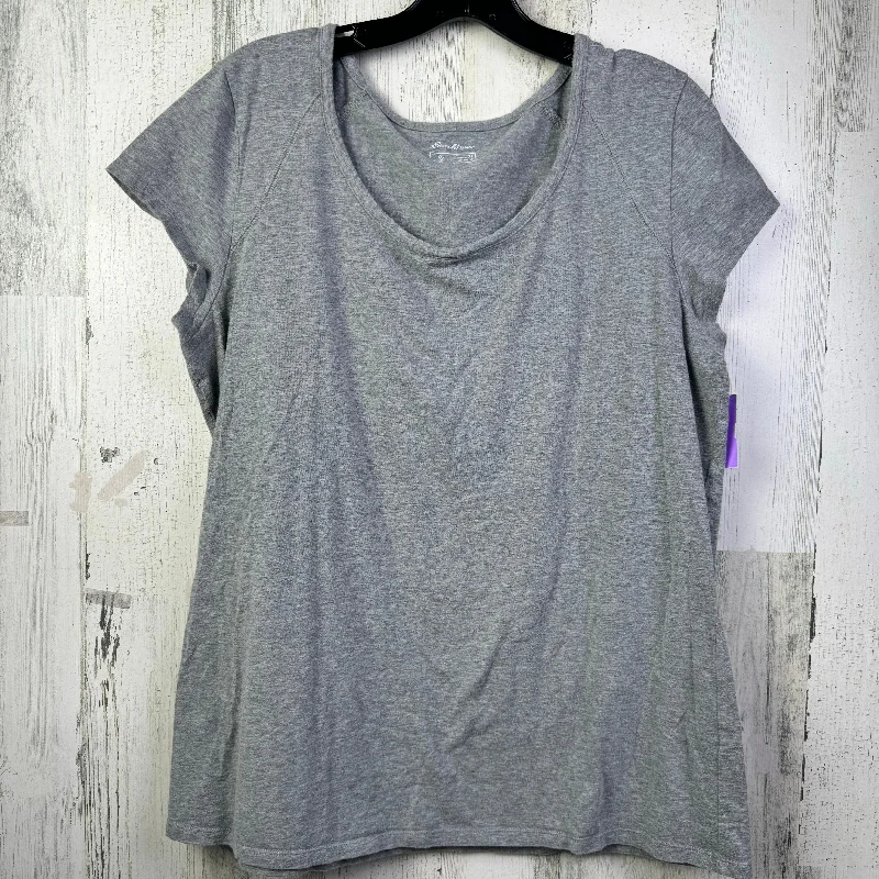 women's T-shirts with pastel colorsGrey Top Short Sleeve Basic Eddie Bauer, Size Xl