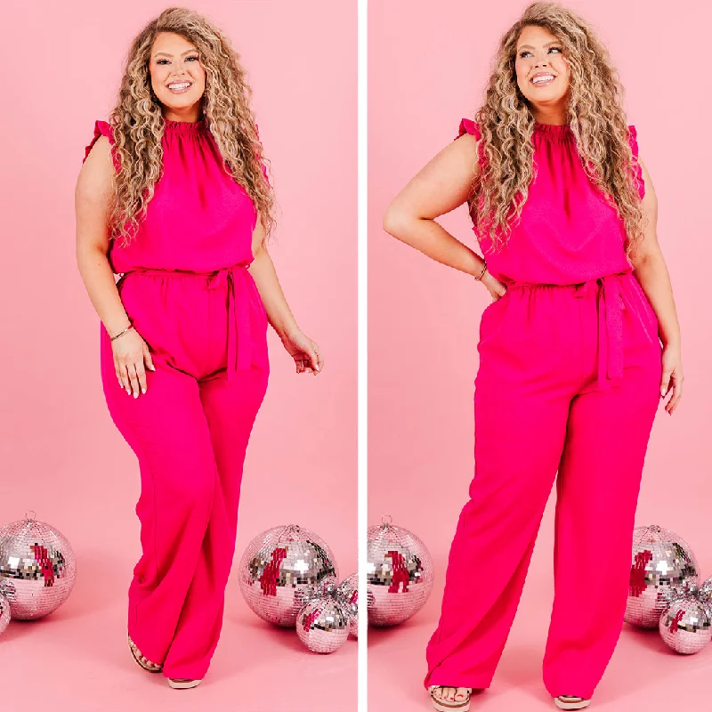 women's jumpsuits for short womenHold Your Crown High Jumpsuit, Fuchsia