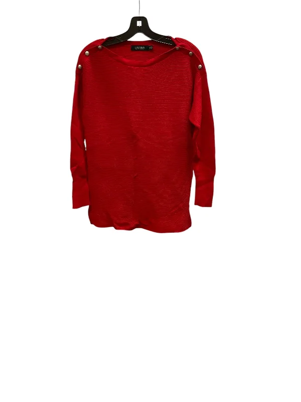 chic women's long sleeve topsTop Long Sleeve Designer By Lauren By Ralph Lauren In Red, Size: Xs