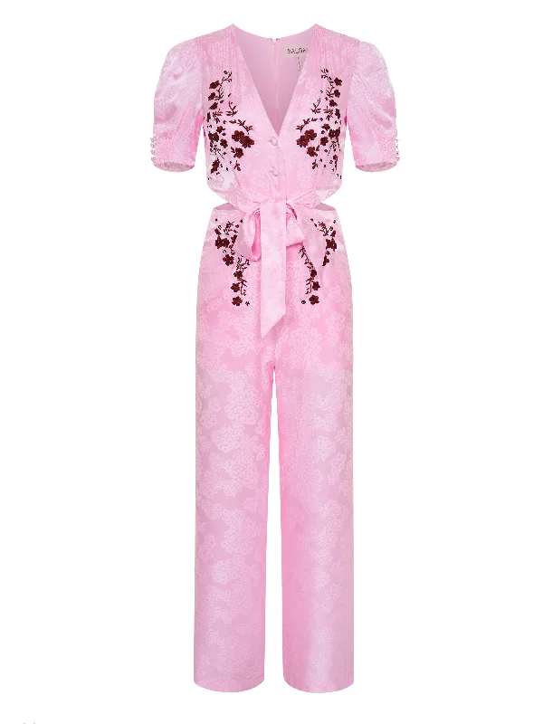 women's jumpsuits with zippersLea Cutout Jumpsuit in Sugar Brandy Flowers