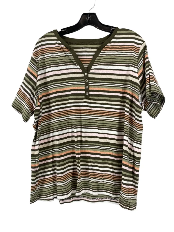 women's T-shirts with graphic designsStriped Pattern Top Short Sleeve Croft And Barrow, Size 2x