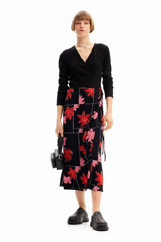 women's easy-to-wear dressesDesigual Women's Dresses Midi Wrap V-Neck Long Sleeves