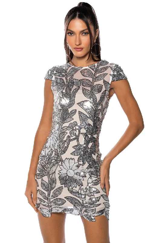 women's flowy dressesFLORA SEQUIN MINI DRESS