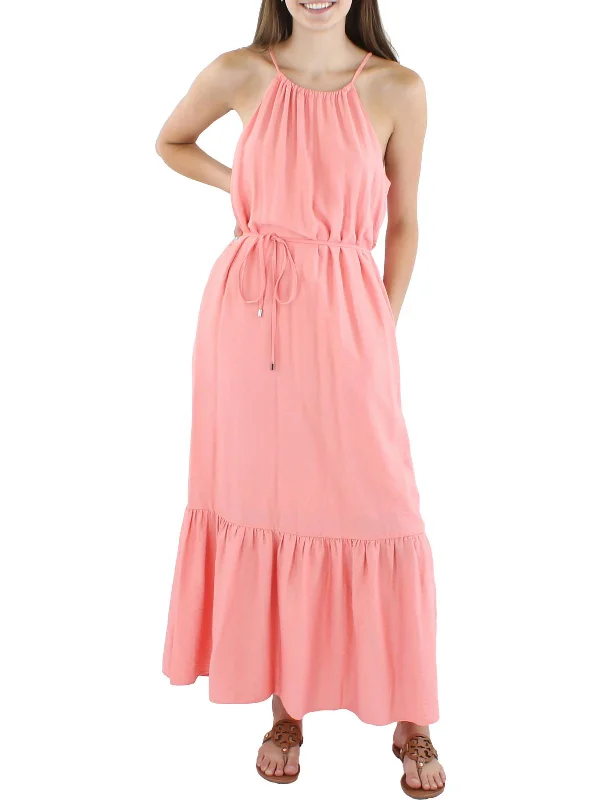 women's smart casual dressesWomens Tie Halter Maxi Dress