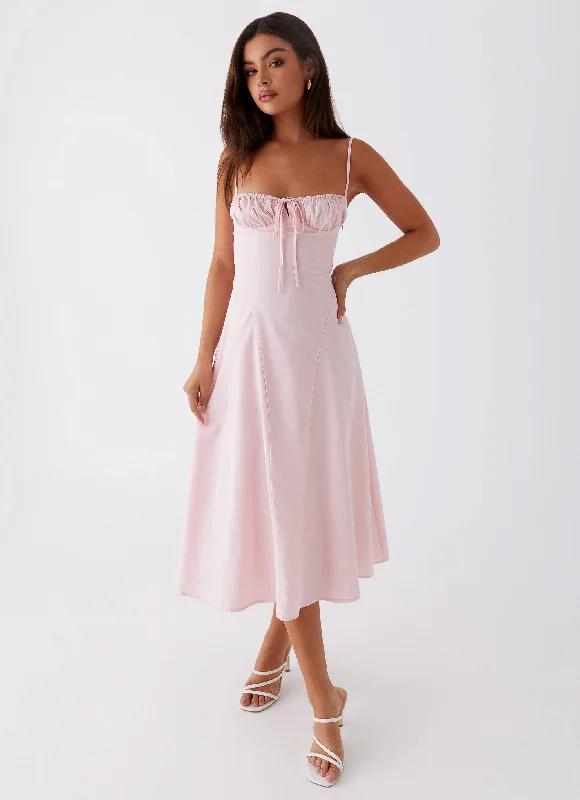 women's empire-line dressesThoughts Of You Midi Dress - Pink