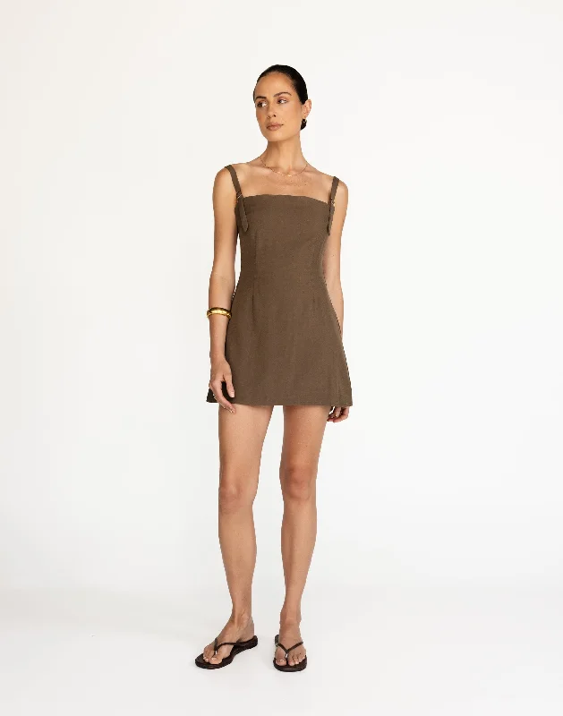 women's velvet dressesDominique Mini Dress (Coffee)