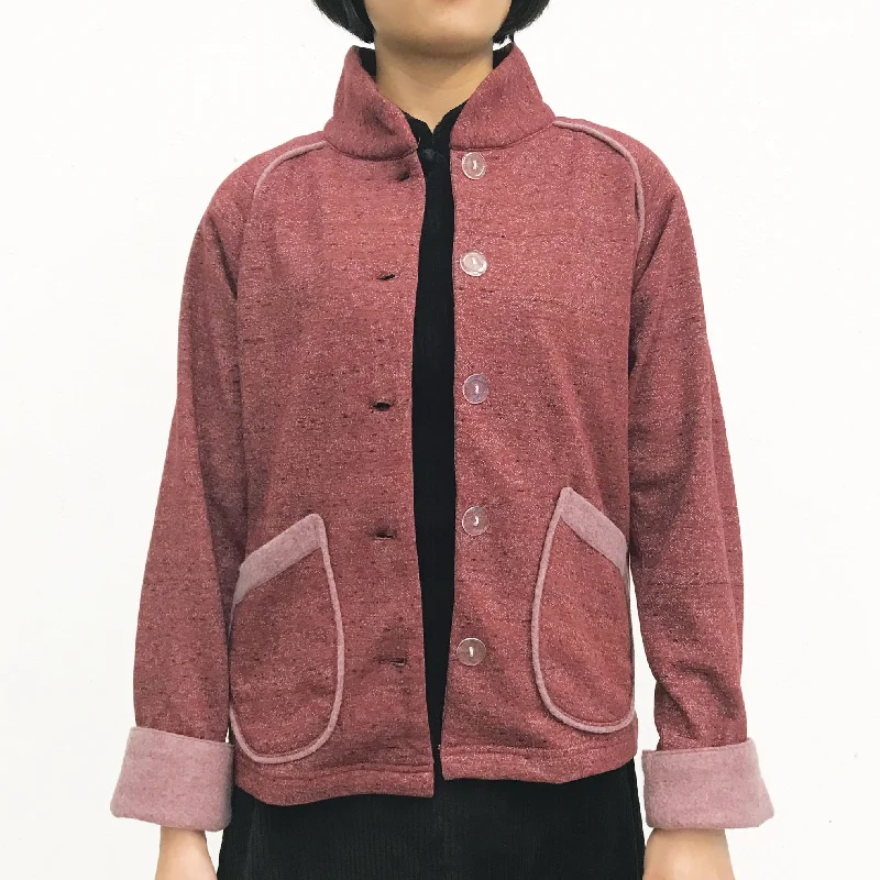 women's coats for casual FridaysChinese Collar Fleece Sung Jacket, Red