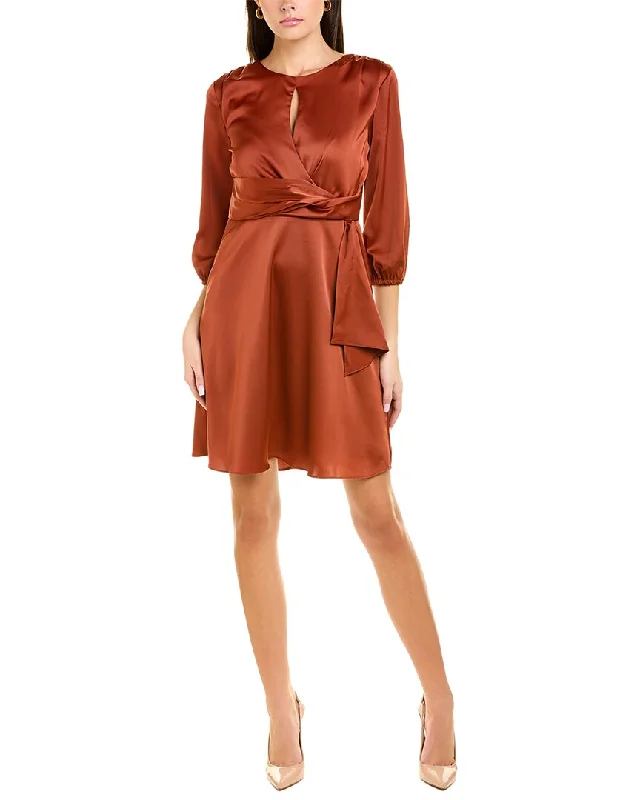 women's bell-sleeved dressesLondon Times Keyhole Mini Dress