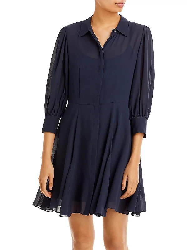 women's bow dressesWomens Collared Midi Shirtdress