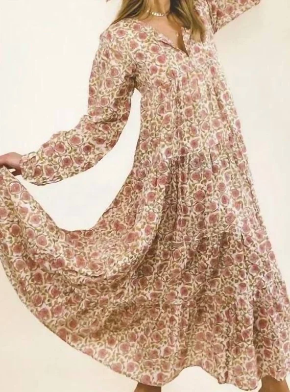 women's shift dressesWillow Maxi Dress in Pink Floral