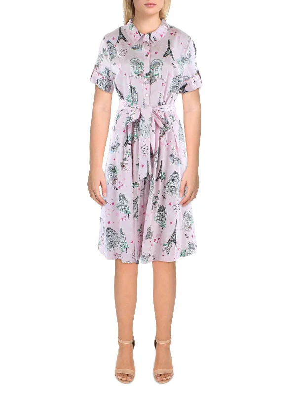 women's body-skimming dressesWomens Printed Midi Shirtdress