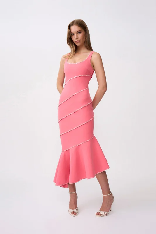 women's empire-line dressesSylvia Spiral Midi Dress | Final Sale - Pink Ivory