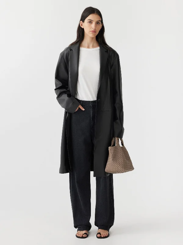 women's trench coatsleather longerline coat