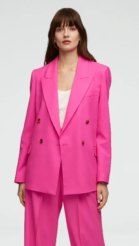 Peak Lapel Blazer in Seasonless Wool | Bright Pink