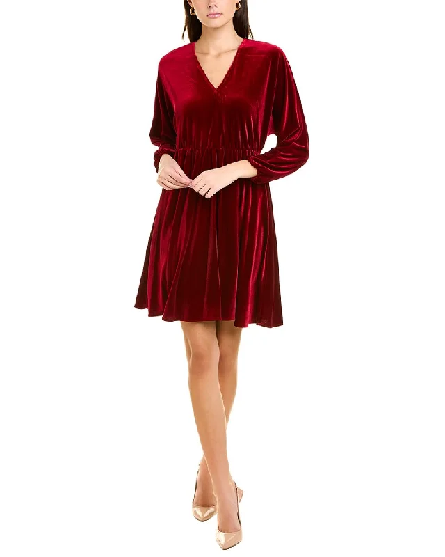 women's ruffle dressesLondon Times V-Neck Velvet Mini Dress