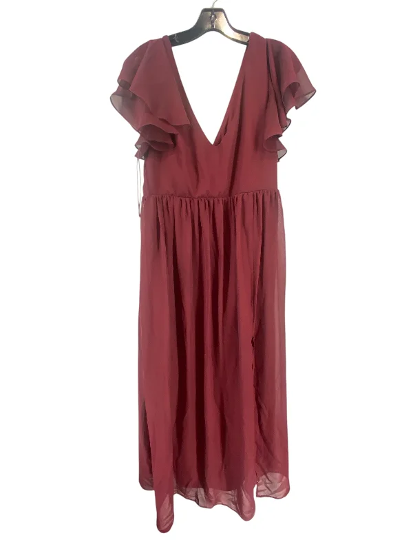 women's flutter-sleeved dressesDress Casual Maxi By Clothes Mentor In Maroon, Size: Xl