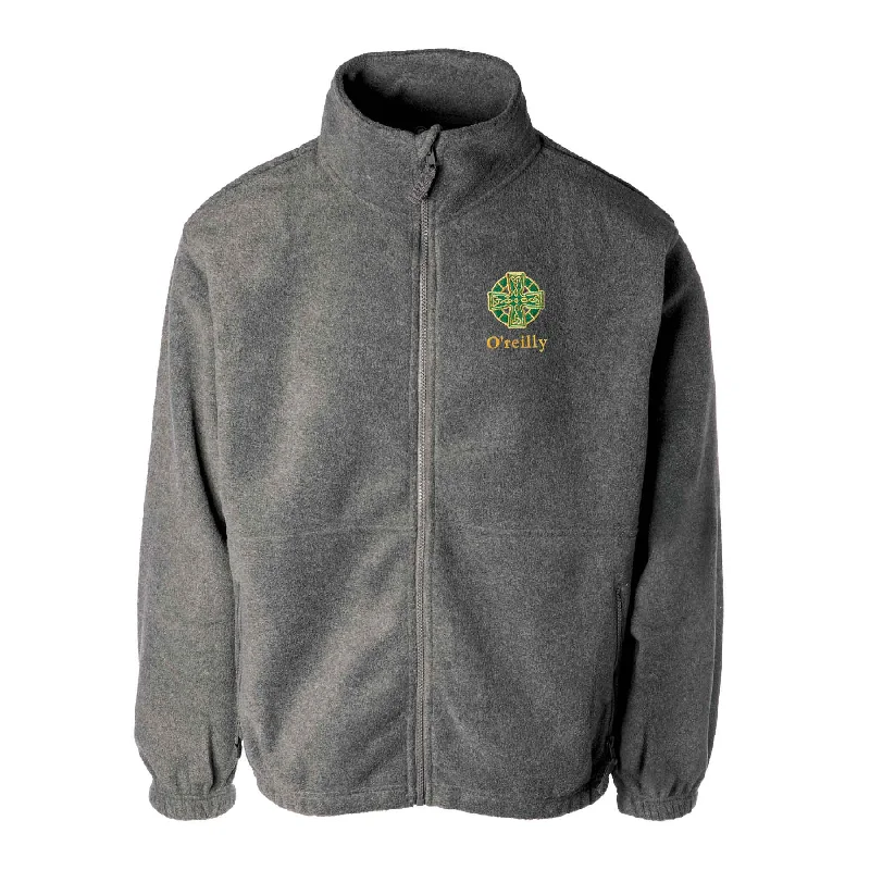 women's coats for skiingCeltic Cross Embroidered Personalized Fleece Full Zip- Charcoal