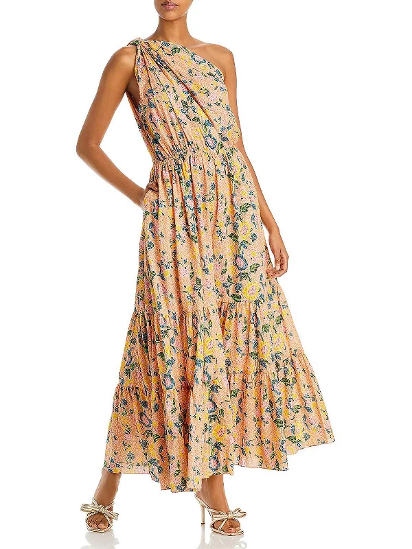 women's body-skimming dressesBotanica Womens Floral One Shoulder Maxi Dress