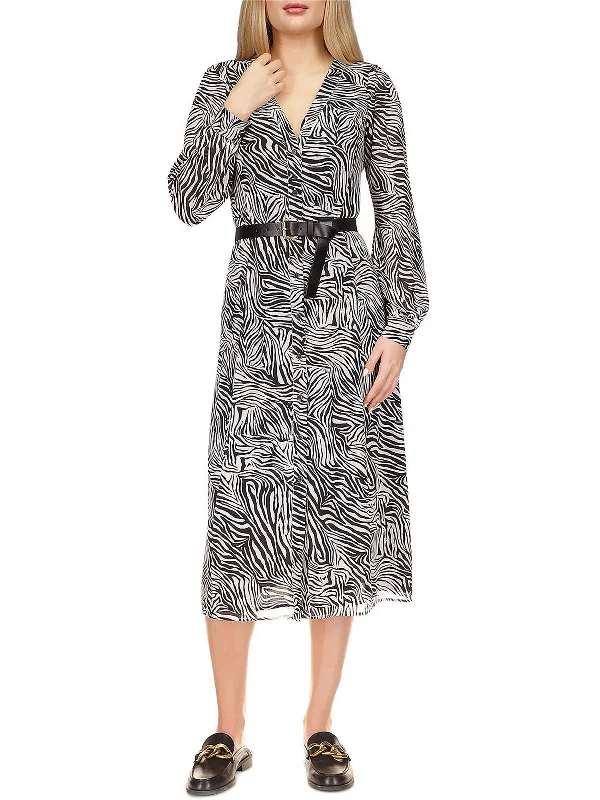 women's smart casual dressesWomens Animal Print Midi Shirtdress