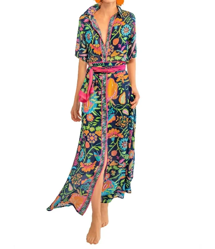 women's shift dressesPanache Maxi Dress - Humming Bird Heaven In Navy