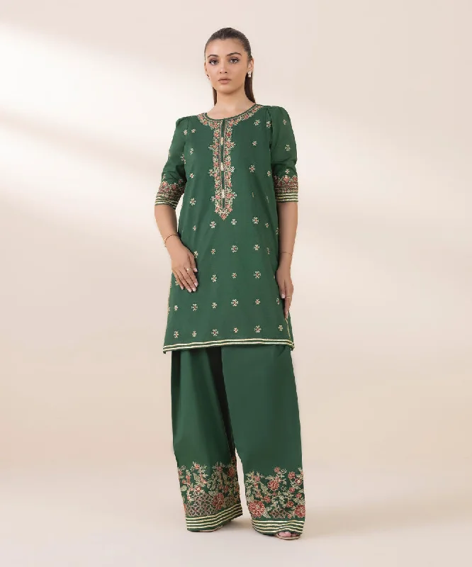 2 Piece - Embroidered Crosshatch Suit