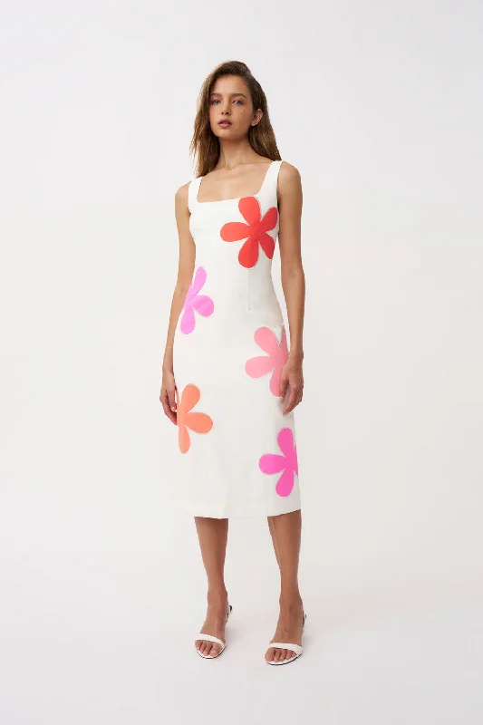 women's evening dressesLuella Flower Midi Dress - Ivory Multi