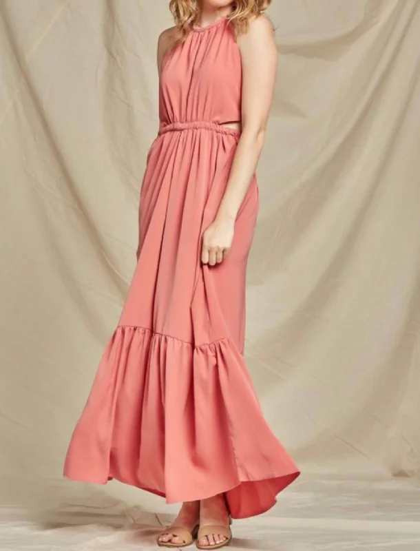 women's prom dressesCut Out Maxi Dress in Coral