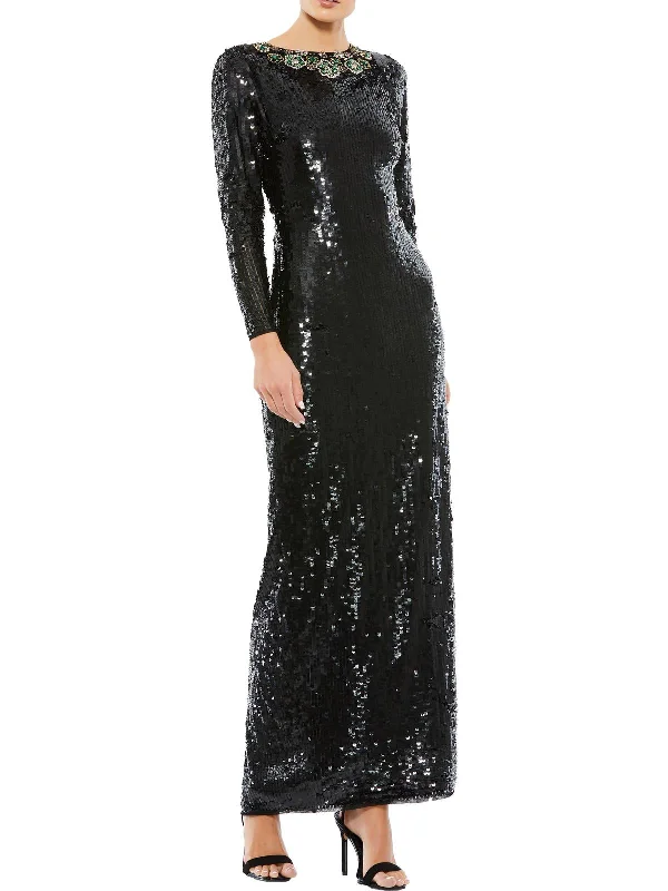 women's midi dressesWomens Sequined Maxi Evening Dress