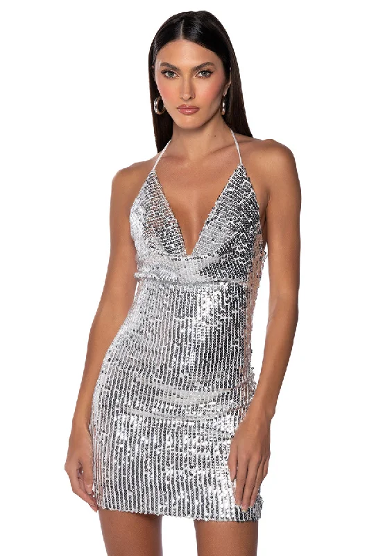 women's spaghetti strap dressesCOSMO SEQUIN MINI DRESS