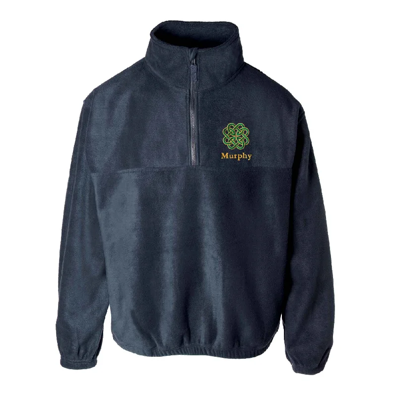 women's coats with liningCeltic Clover Knot Embroidered Personalized Fleece 1/4 Zip- Navy