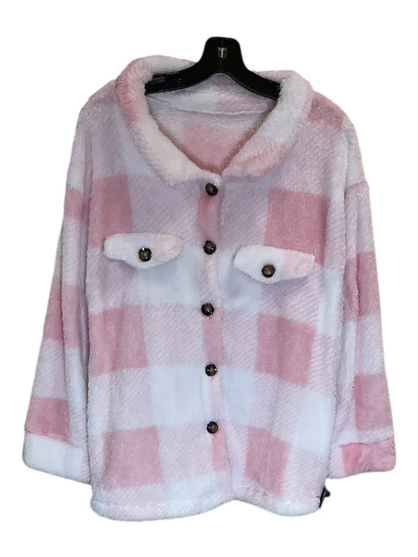 women's coats with embroidered patternsJacket Shirt By Clothes Mentor In Pink & White, Size: M