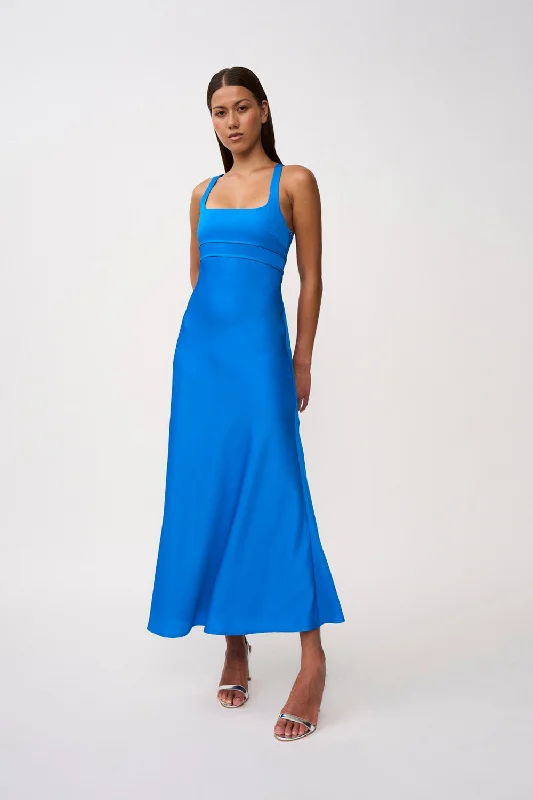 women's vacation dressesSoleil Pipe Bias Midi Dress | Final Sale - Azure Blue