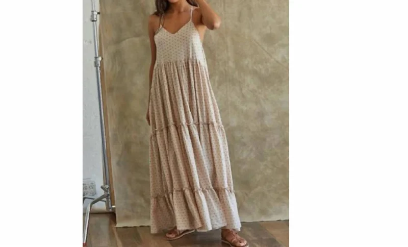 women's halter dressesPolka Dot Maxi Dress In Cream