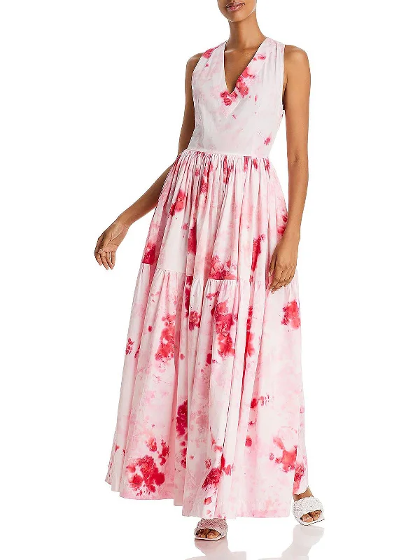 women's casual Friday dressesWomens Poplin Tie-Dye Maxi Dress