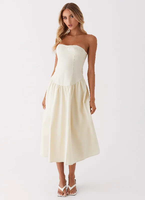 women's plus-size dressesRosebud Bustier Midi Dress - Ivory