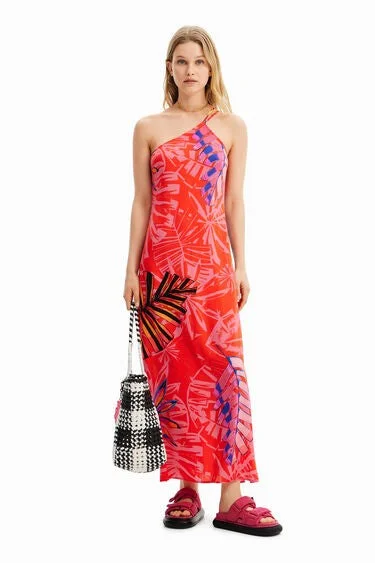 women's apple-shaped body dressesDesigual Women's Dresses Vestido Midi Asimétrico Tropic