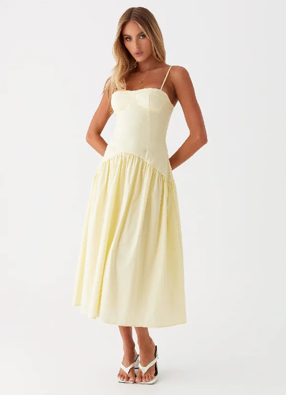 women's spaghetti strap dressesYvette Corset Midi Dress - Yellow