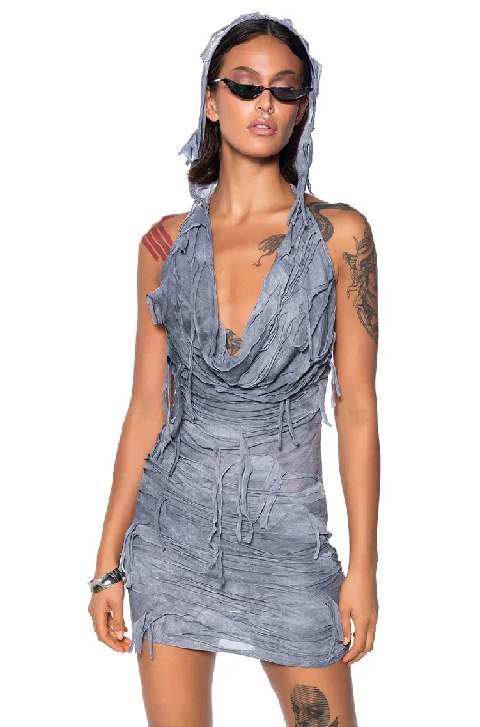 women's stretch dressesWRECKLESS LOVER HOODED MINI DRESS