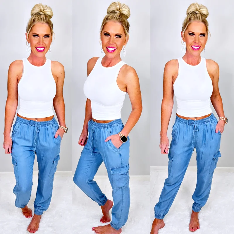 women's slim-fit pantsCargo Chambray Jogger Pants